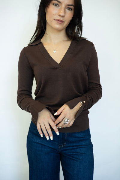 Knit L/S Collar Top