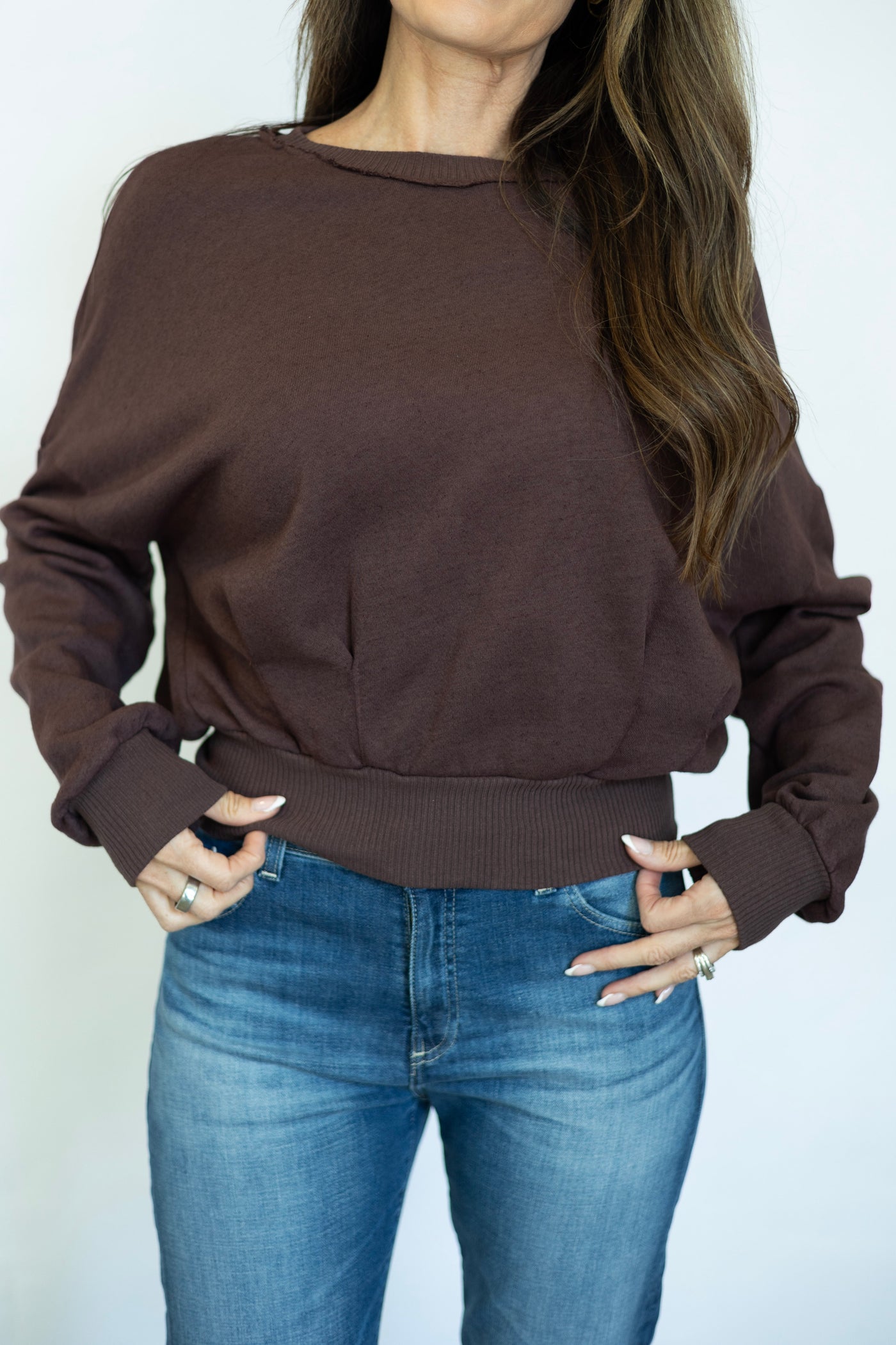 Evie Pleated Crew Sweatshirt