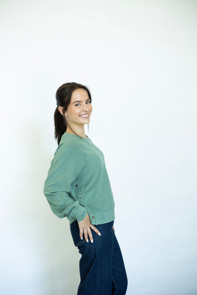 Raglan Duet Pullover With Side Snaps