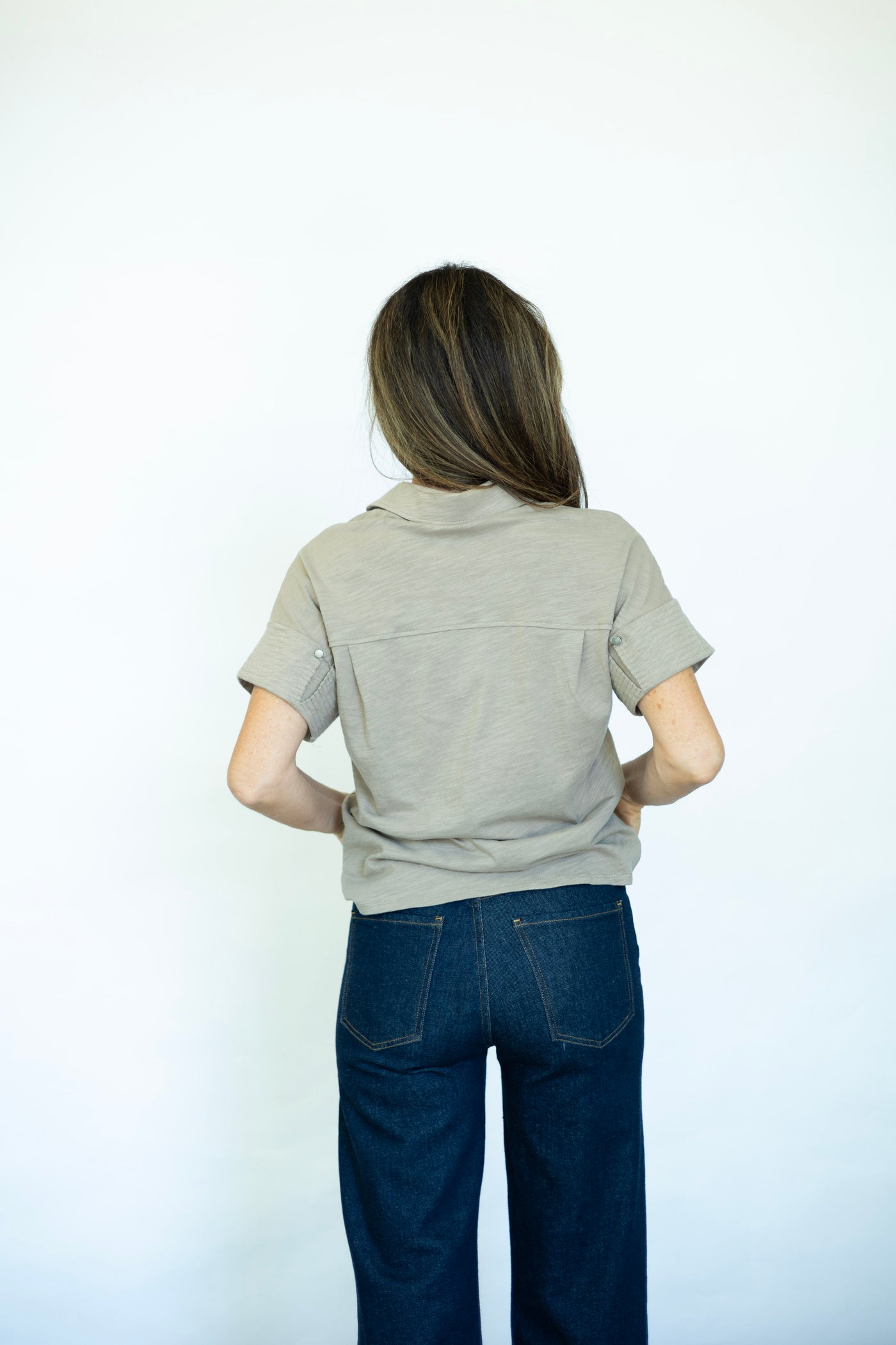 Short Sleeve Trapunto Slub Top