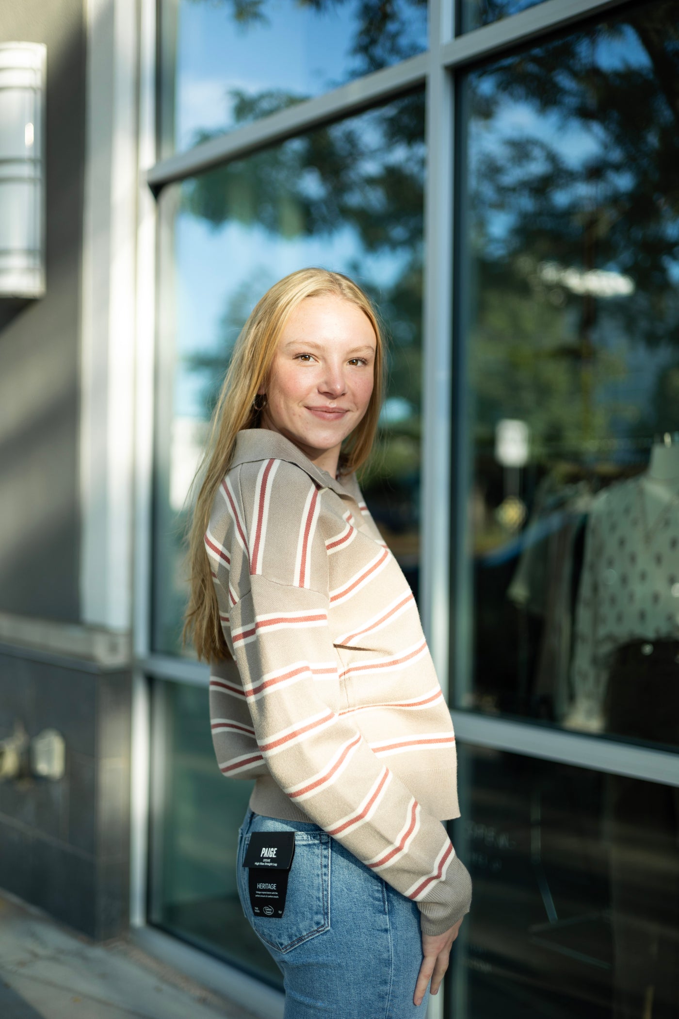 Stripe Polo Collared Sweater