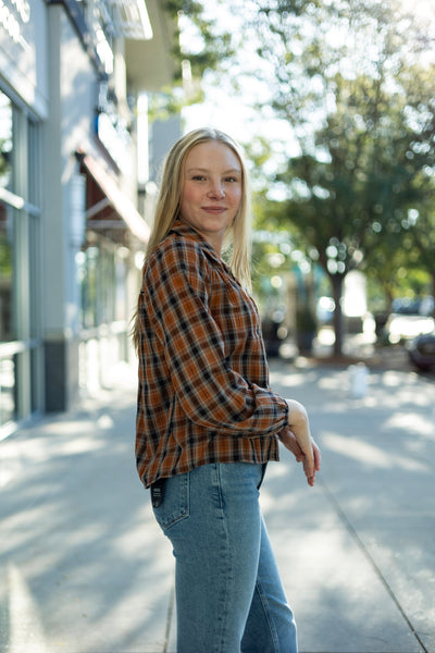 Button Down Plaid Top