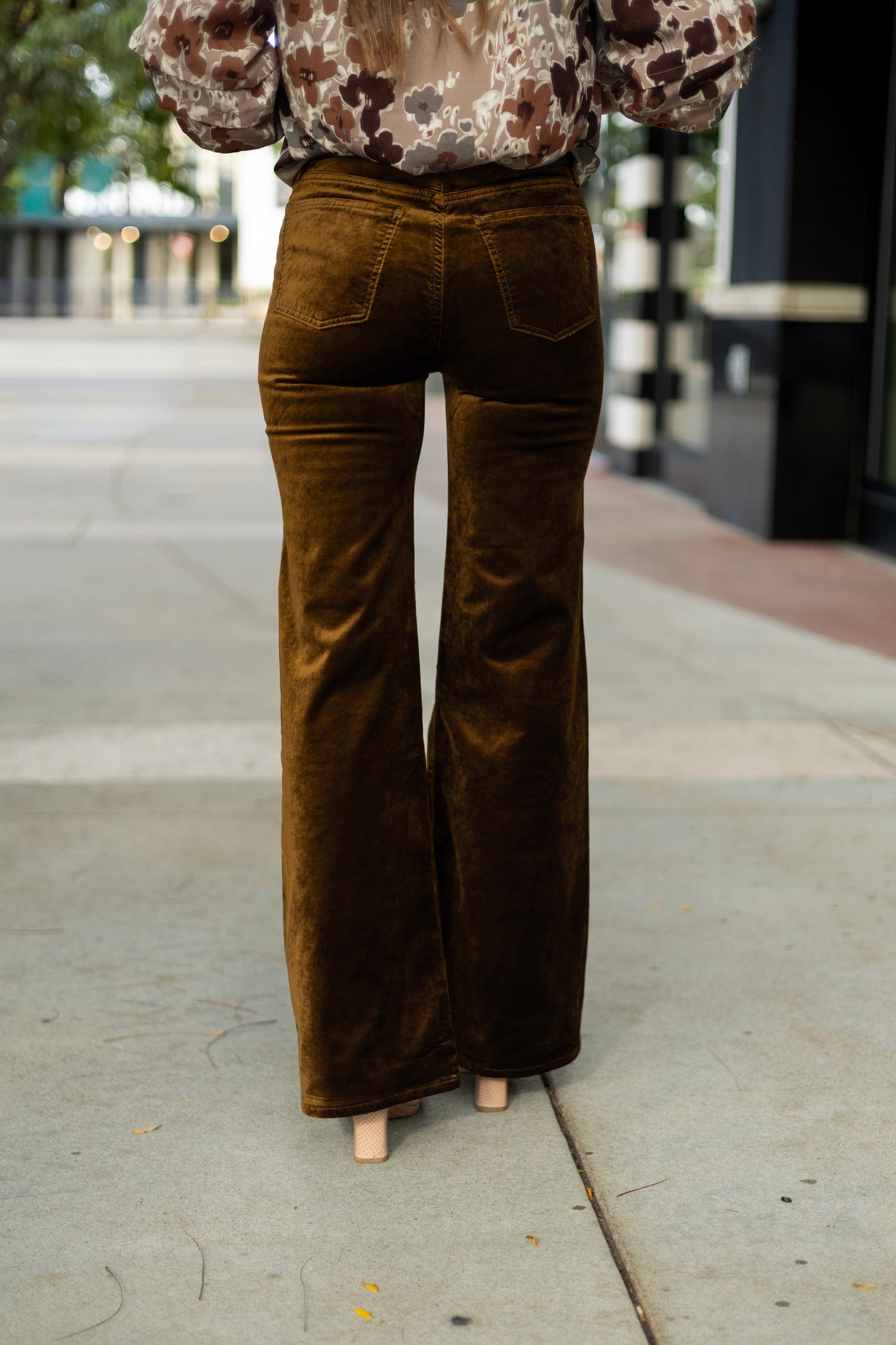 Velvet flare jeans for women