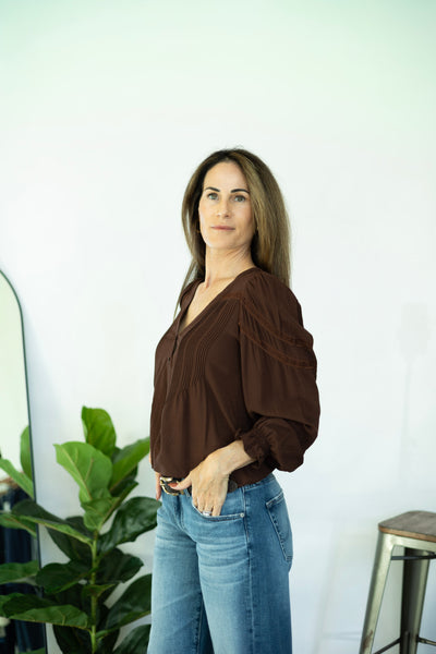 Brown textured blouse