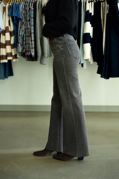Long, wide leg, black jeans for women