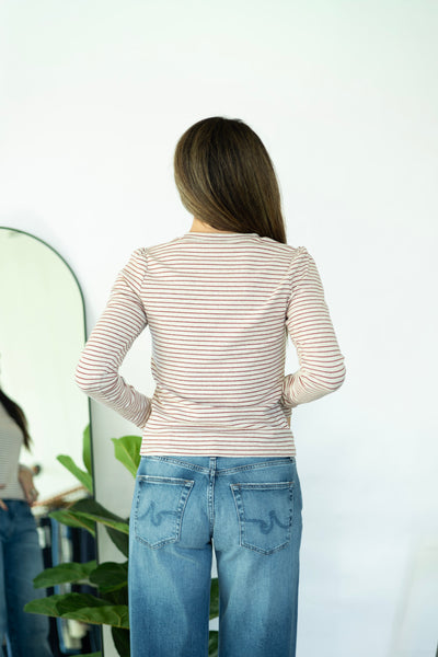 Long Sleeve Directional Inset Stripe Tee