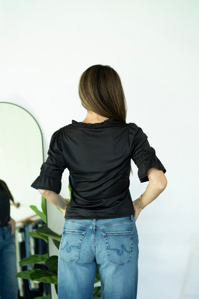 Ruffle Neck Elbow Sleeve Ruma Top