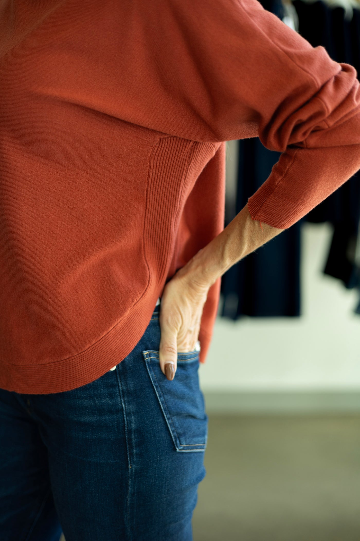Orange, light sweater