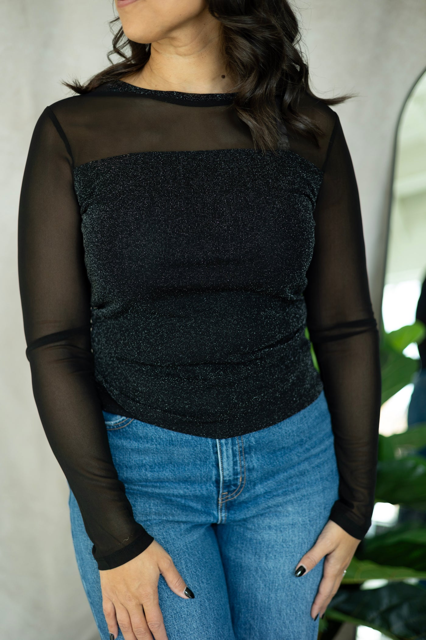 Sparkle Mesh Crew Tee