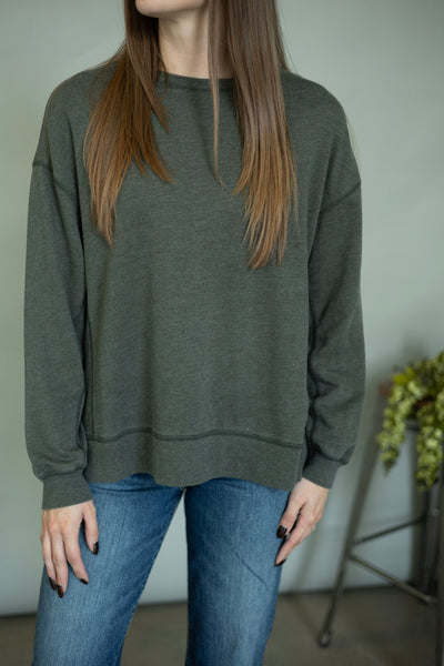 Cozy green long sleeve shirt for women