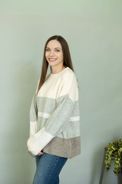 Oversized, color block sweater for women