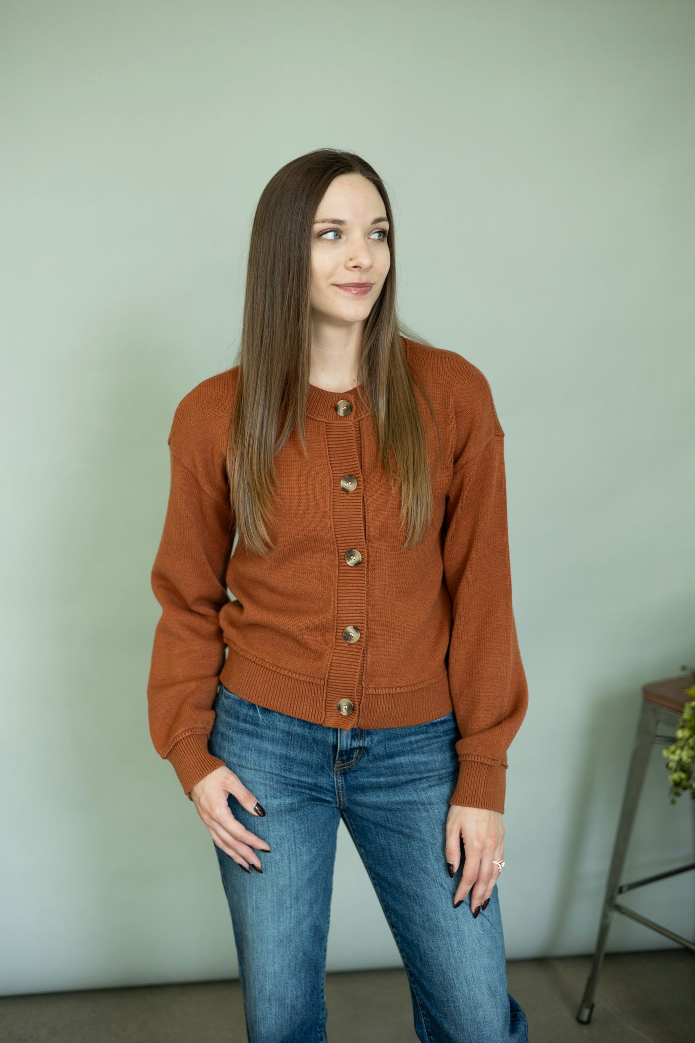 Orange cardigan sweater