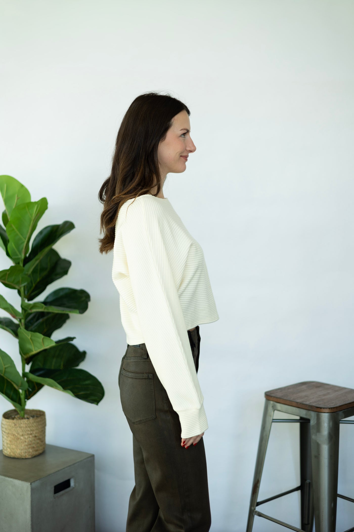 Cream, boat neck sweater