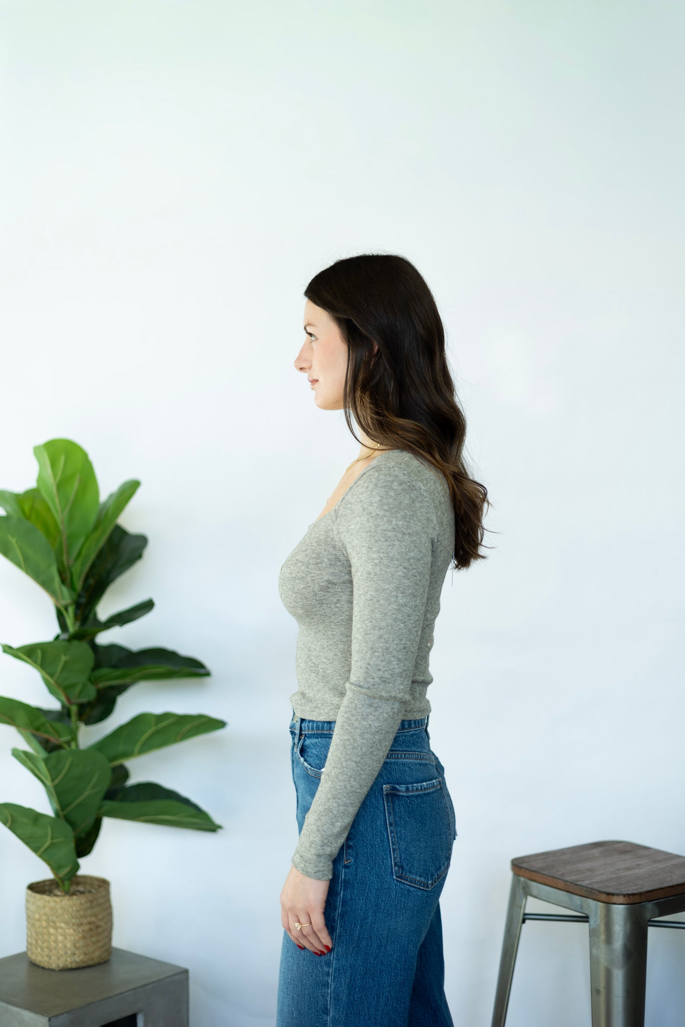 Knitted, elevated long sleeve for women