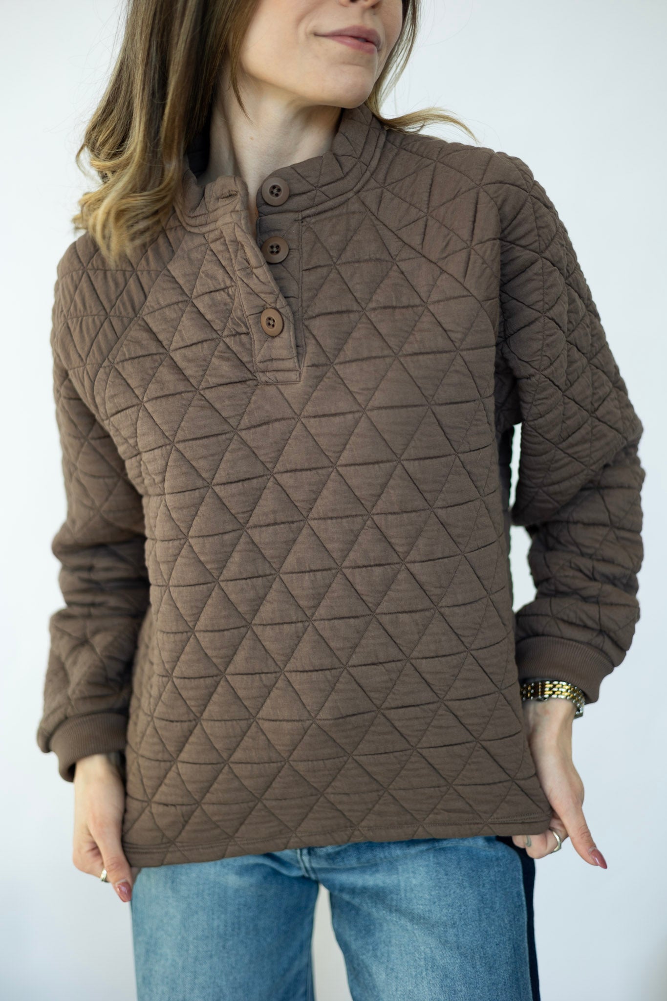 Women's quilted pullover