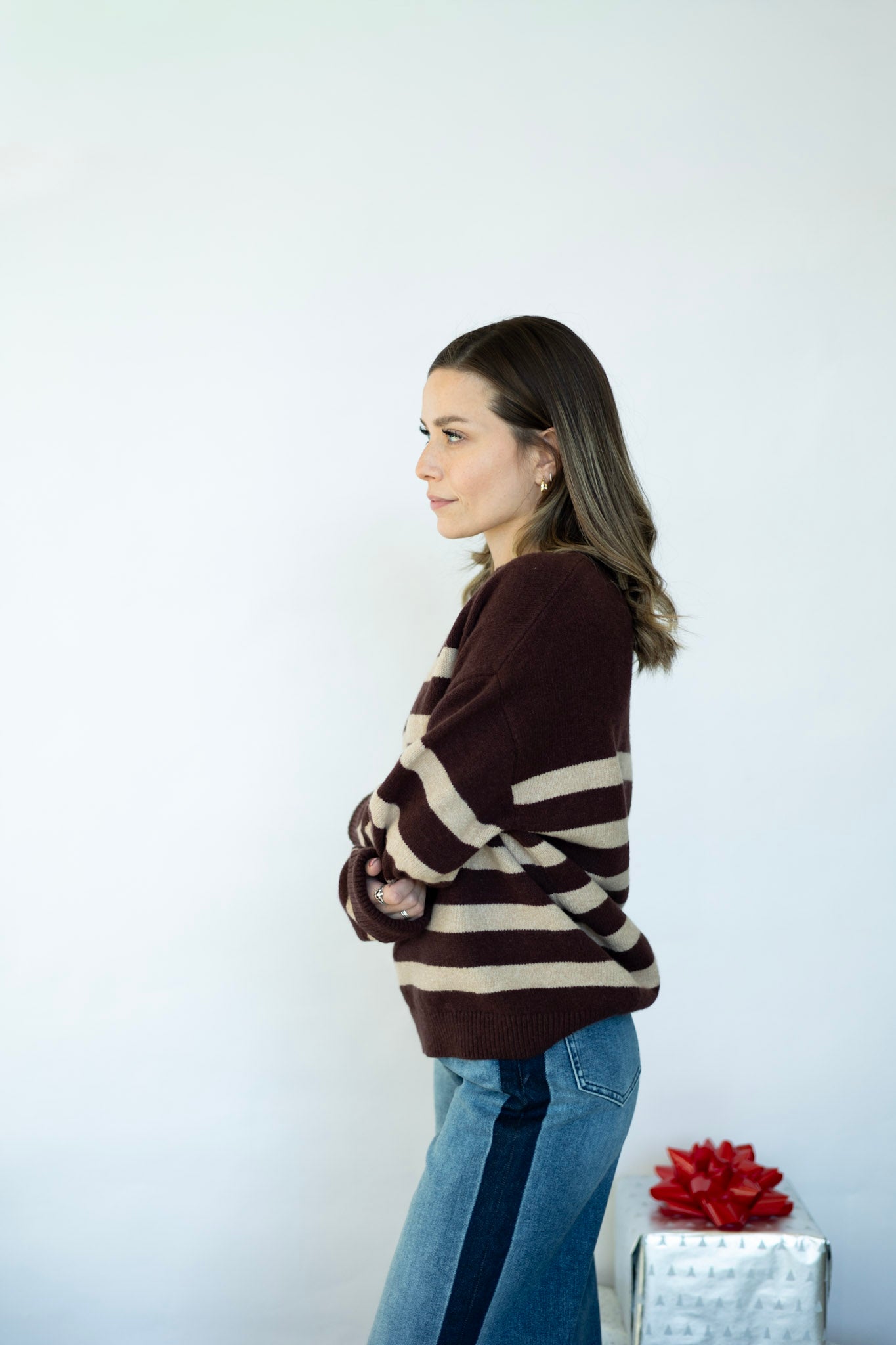 Brown striped sweater 