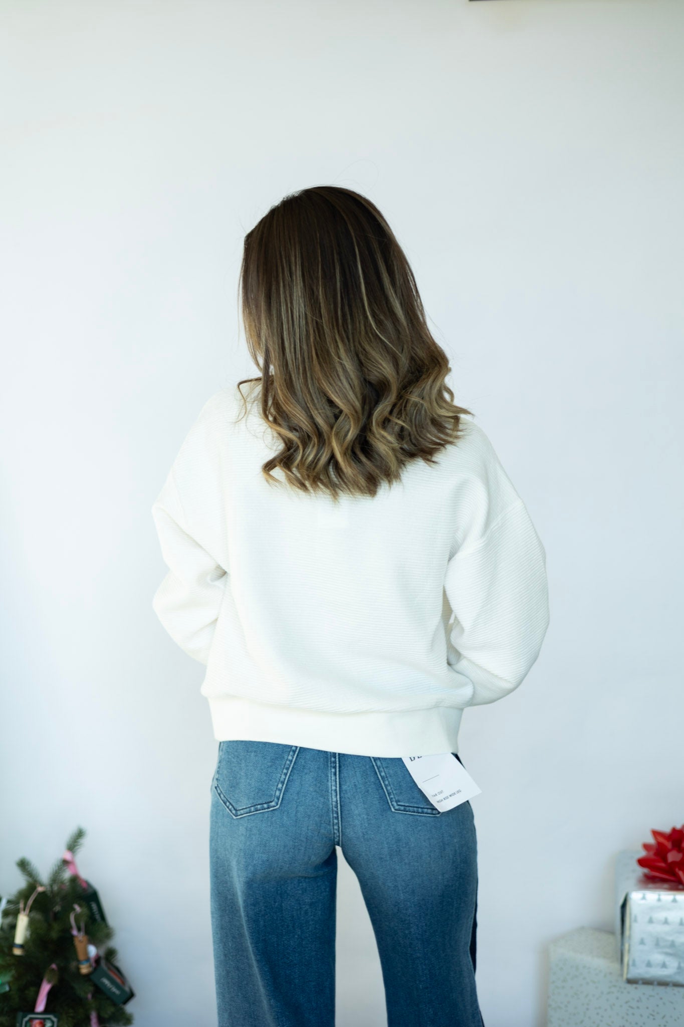 Split neck, ribbed pullover