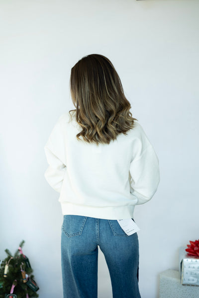 Split neck, ribbed pullover