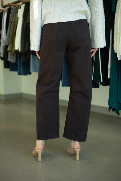 Brown barrel leg jean