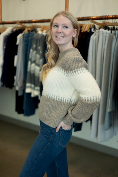 Multi-textured sweater for women