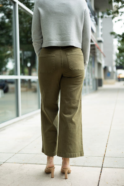 Olive green wide leg pants