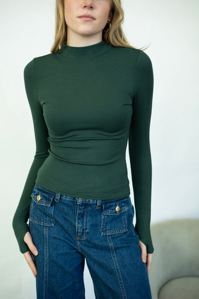 Green mock neck long sleeve
