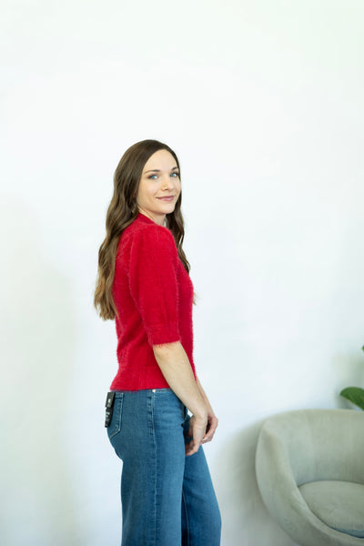 Vibrant red half sleeve sweater