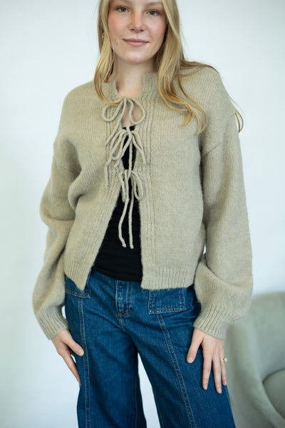 Tie closure cardigan 