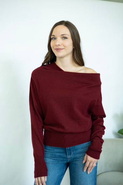 Crimson off the shoulder sweater