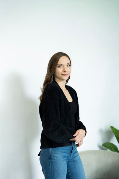 Black eyelash cardigan
