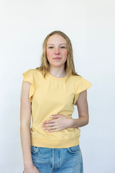 Yellow short sleeve blouse