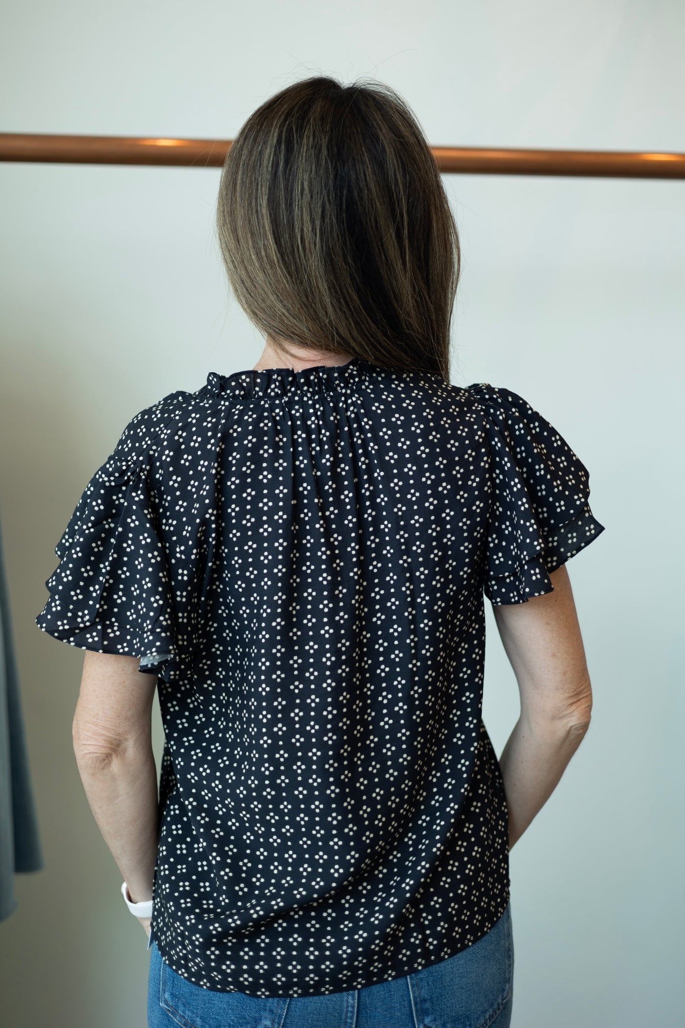 Polka dot short sleeve blouse