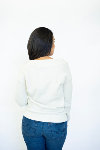 Long Sleeve Unbalanced Off-Shoulder Top