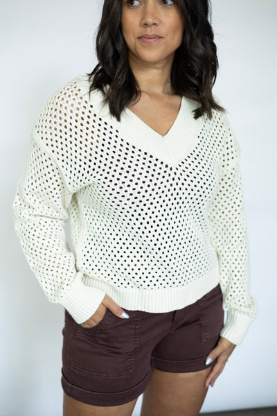 Women's open knit sweater