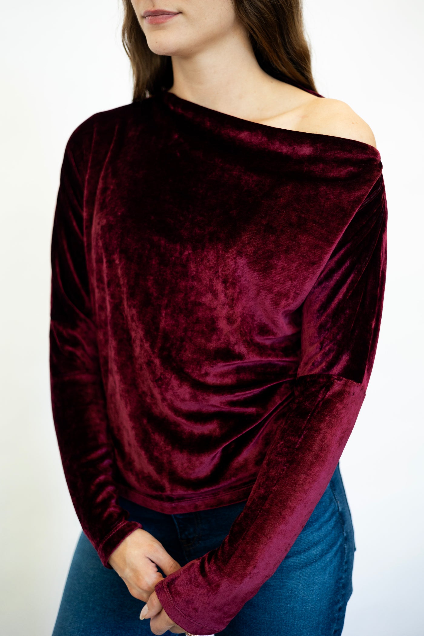 Slouch Shoulder Velvet Top