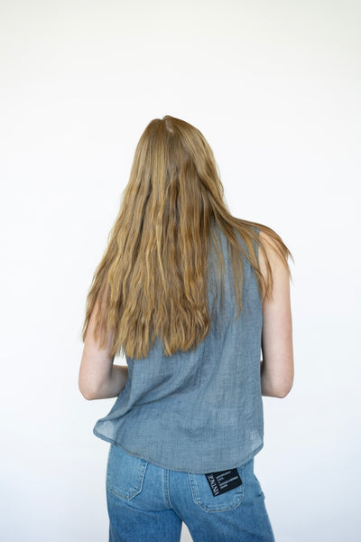 Women's denim button down tank