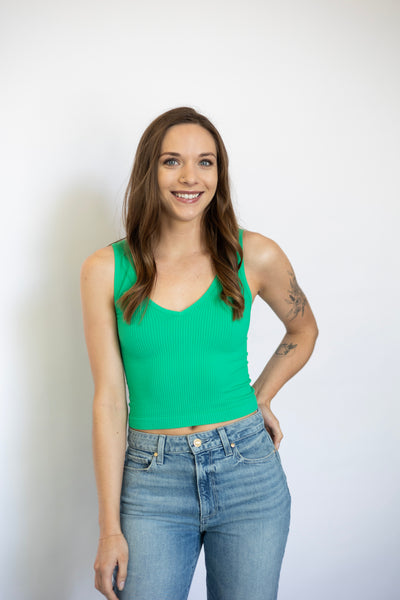 V-Neck Ribbed Crop Top