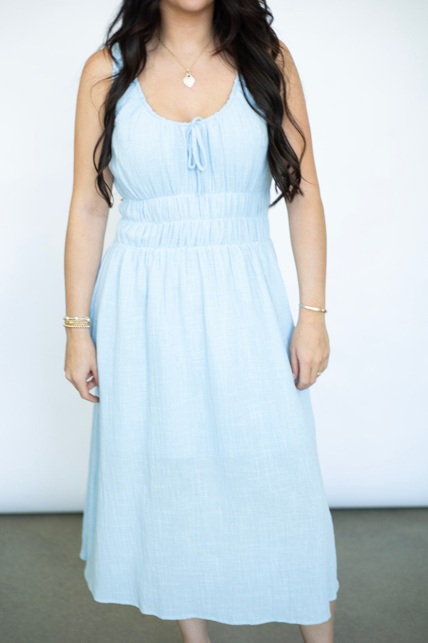 Casual baby blue midi dress