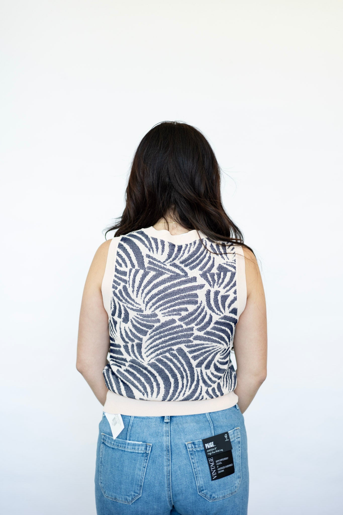 Light pink and navy patterned sweater vest