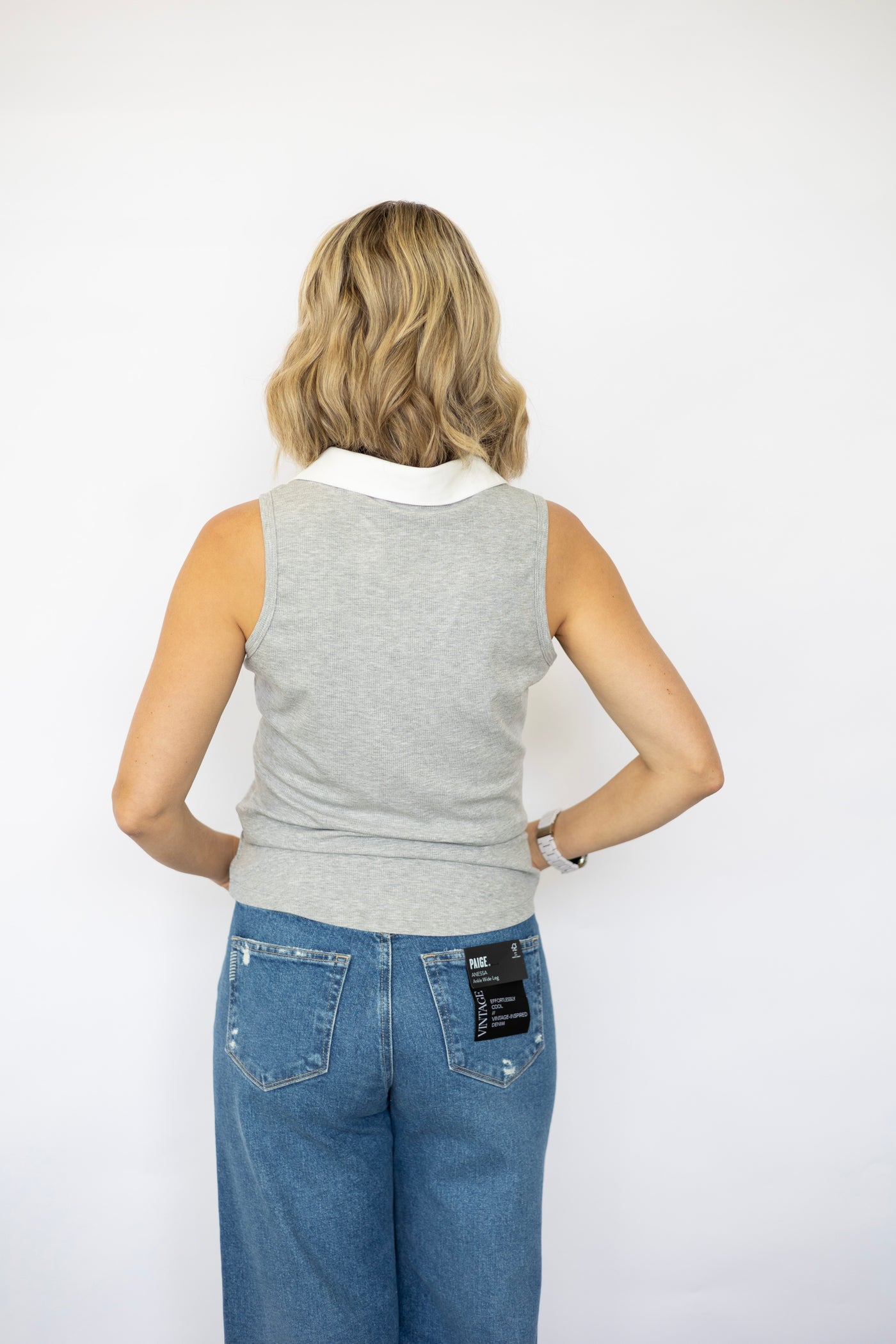 Collared Color Block Henley Tank