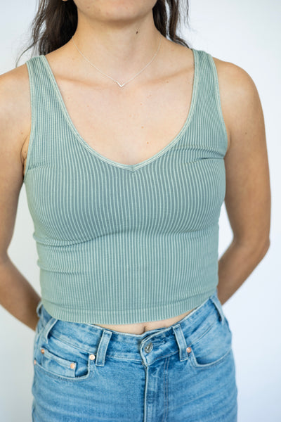 Vintage V Neck Crop Top