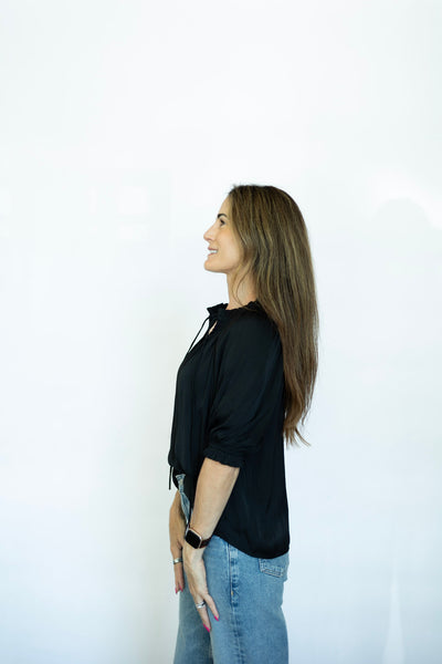Black classic half sleeve blouse 