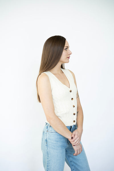 Women's cream, knitted vest