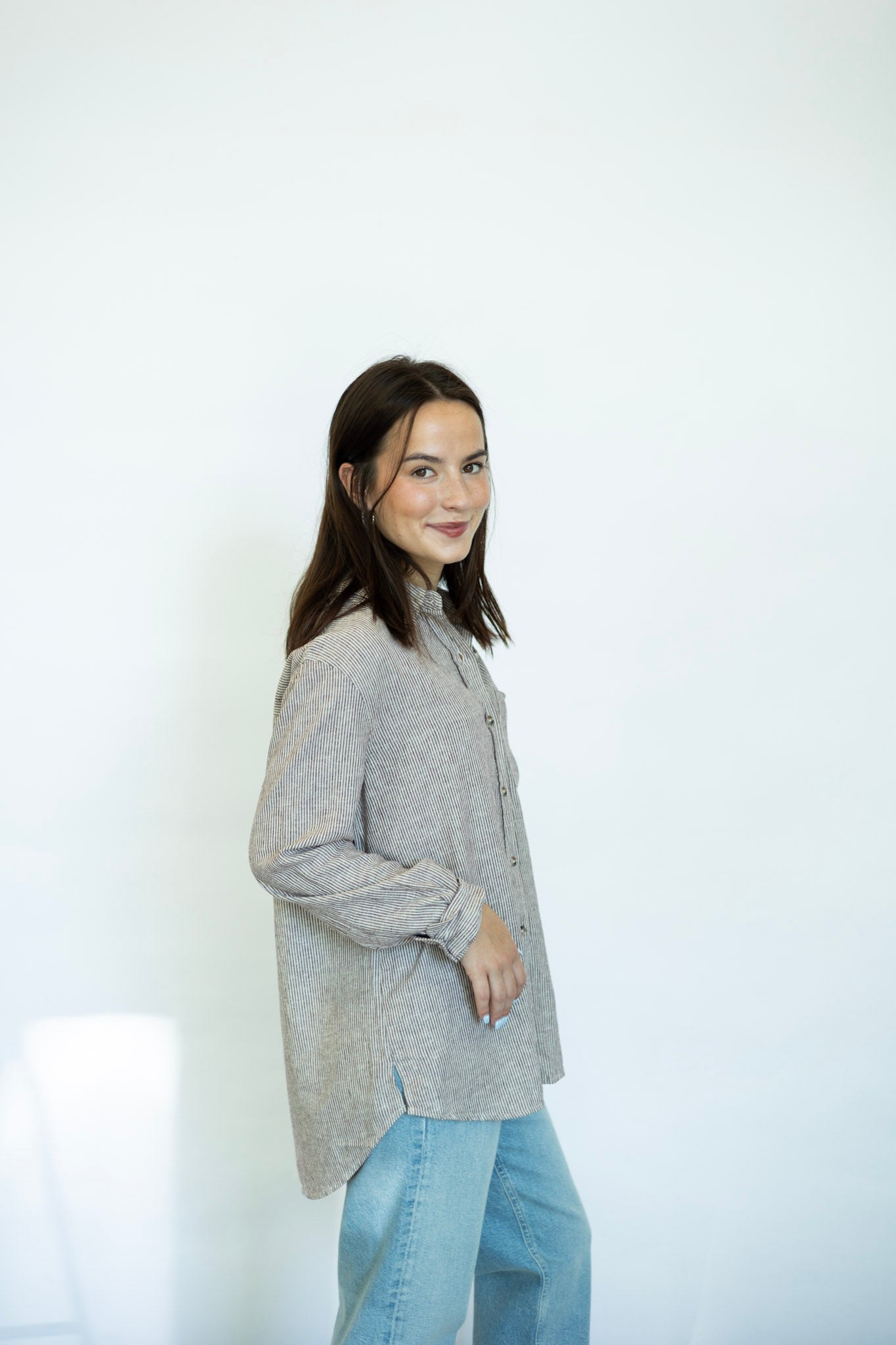 Striped Linen button down for women
