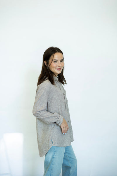 Striped Linen button down for women