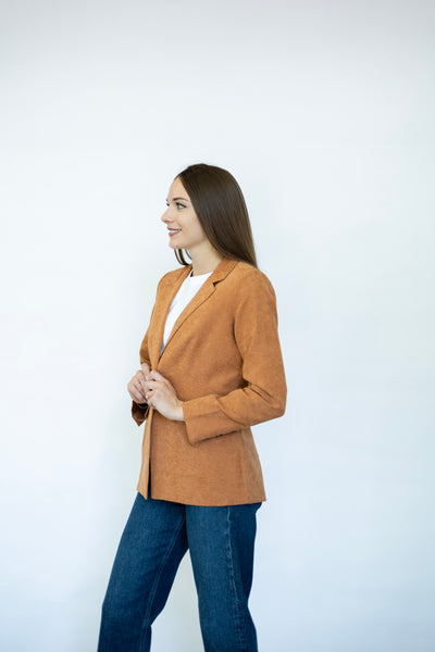 Orange, vintage washed, blazer for women
