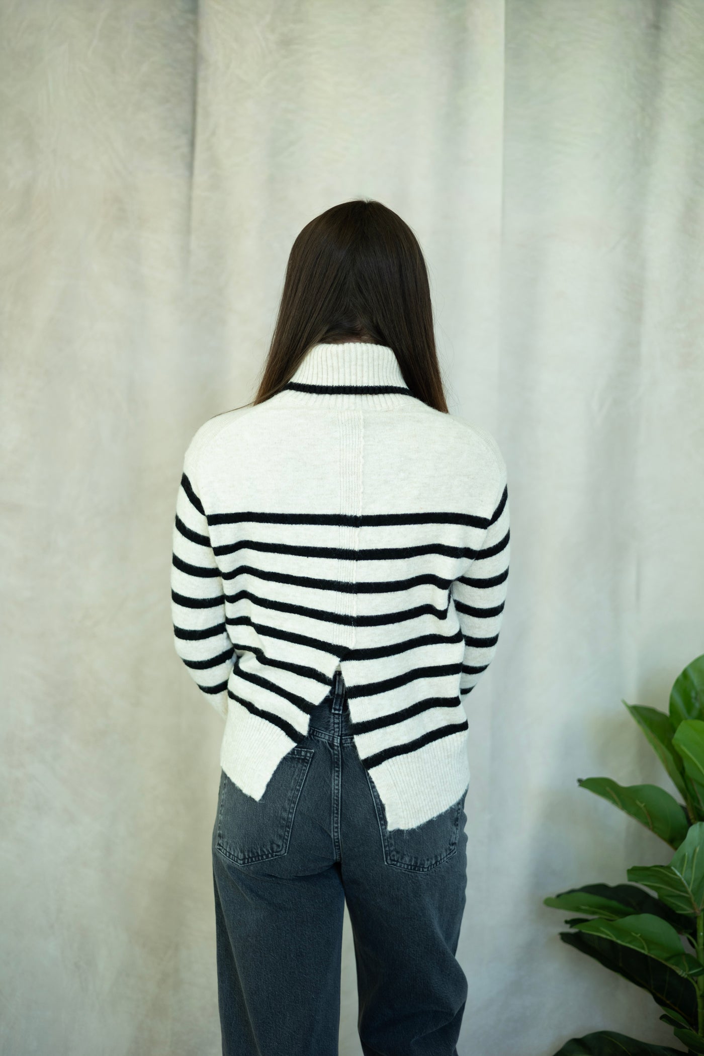 Striped turtleneck sweater