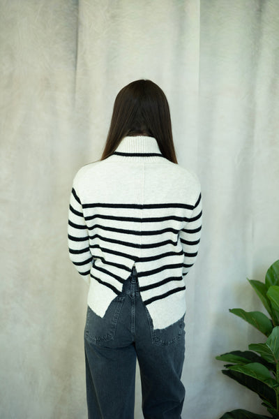 Striped turtleneck sweater