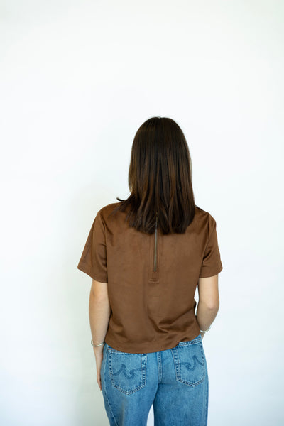 Suede short sleeve top