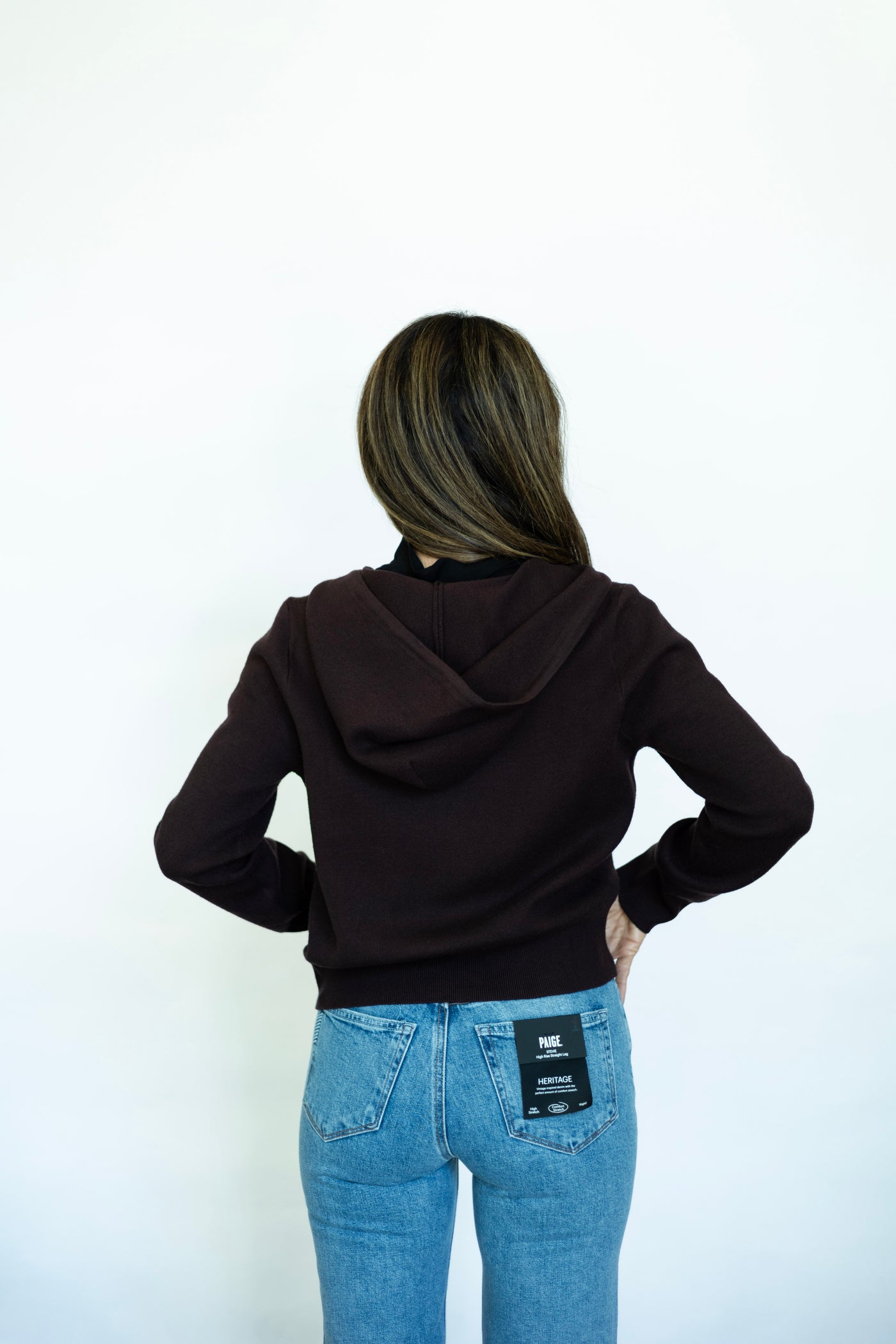 Brown zip up sweater for women